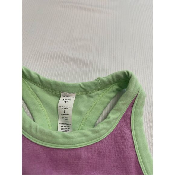 Cream Yoga Workout Tank Top Biker Short 2 Pc Set Size Small - Picture 3 of 14